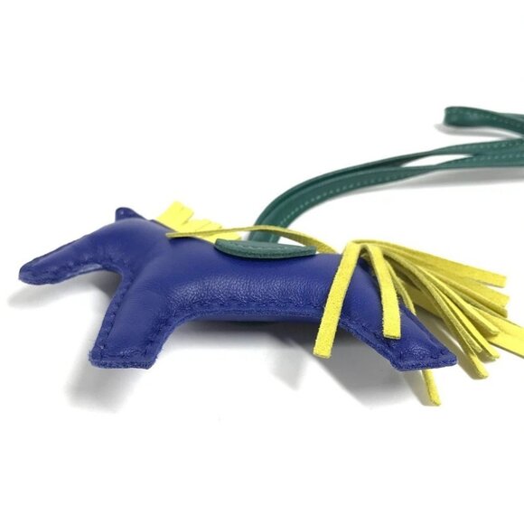 HERMES Rodeo PM Bag Charm Horse Cheval charm Anyo Miro blue/Yellow x Green - Picture 6 of 10